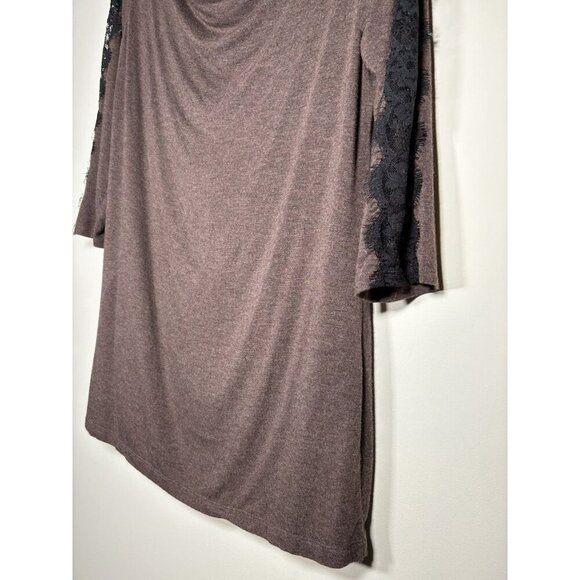 SOMA Brown Cowl Neck Loungewear Black Lace Insets Soft Classic Size Large - Picture 4 of 5